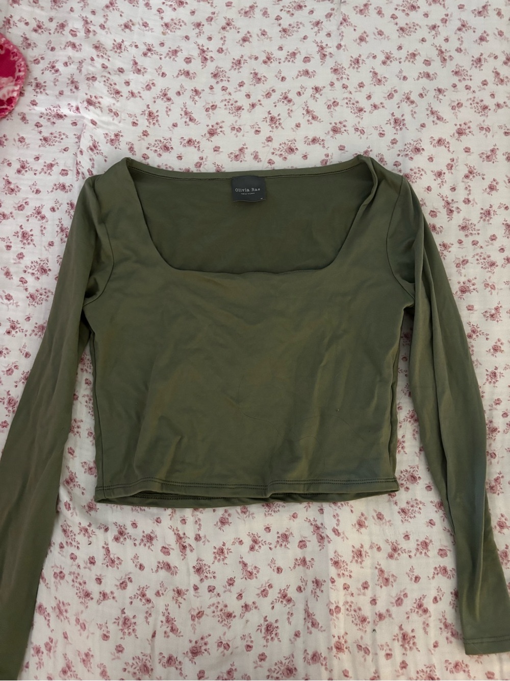Olivia Rae Olive Scoop Neck Long Sleeve Top